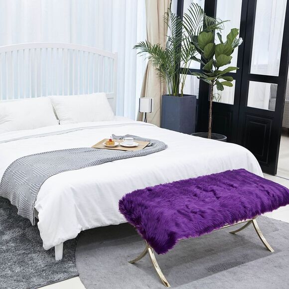 Soft Faux Fur Rug Indoor Fluffy Area Rugs Rectangle Floor Mat 2 x 5ft Purple - Picture 6 of 6